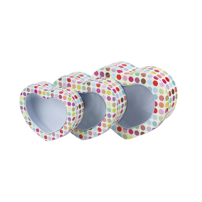 Heart Shaped Window Lid Stackable Storage Tin - Set of 3 - Ld Packagingmall