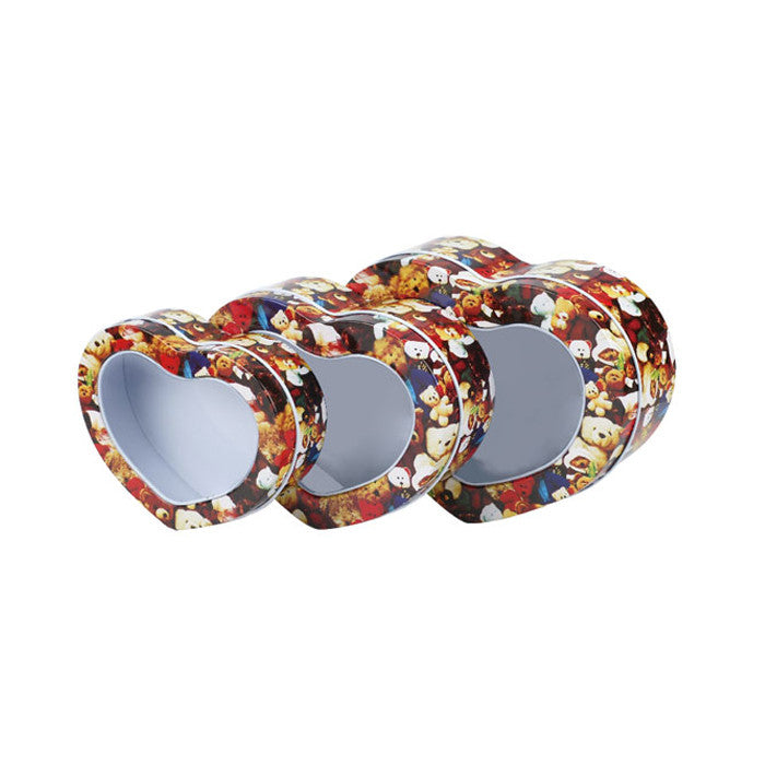 Heart Shaped Window Lid Stackable Storage Tin - Set of 3 - Ld Packagingmall