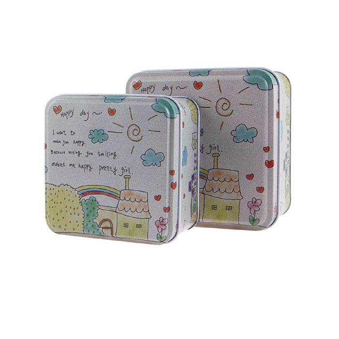 Square Slip Lid Storage Tin - Set of 2 - Ld Packagingmall
