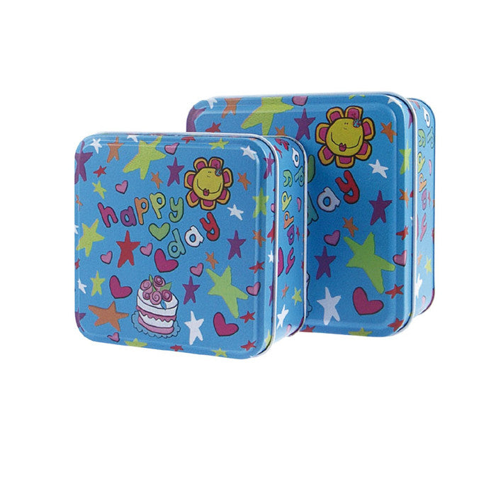 Square Slip Lid Storage Tin - Set of 2 - Ld Packagingmall