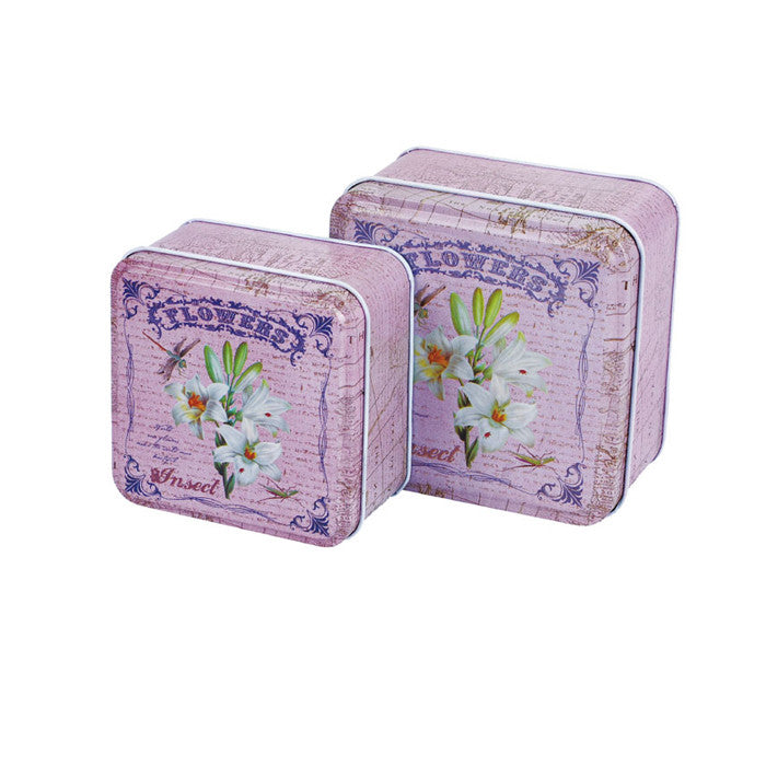 Square Slip Lid Storage Tin - Set of 2 - Ld Packagingmall