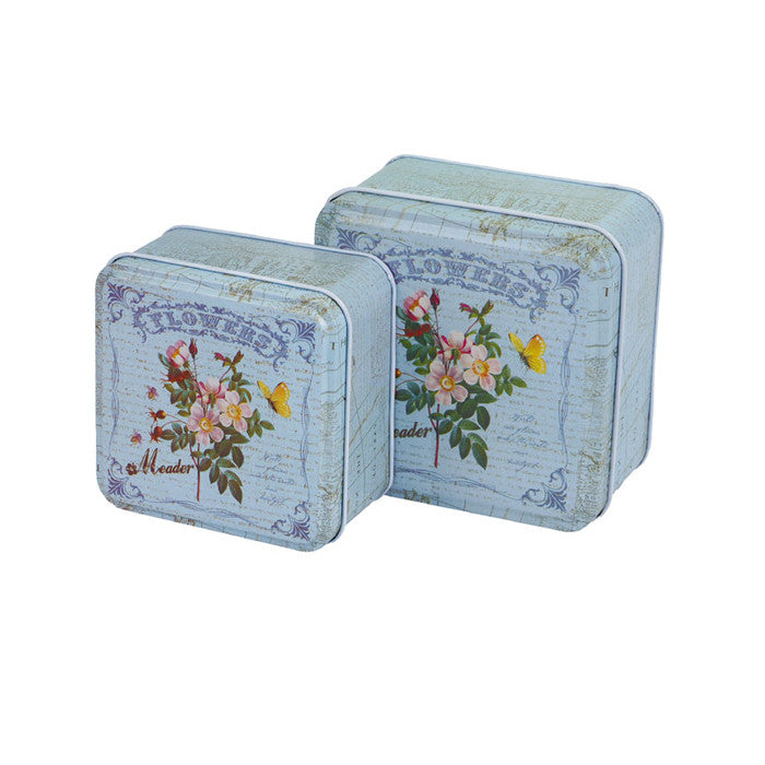 Square Slip Lid Storage Tin - Set of 2 - Ld Packagingmall