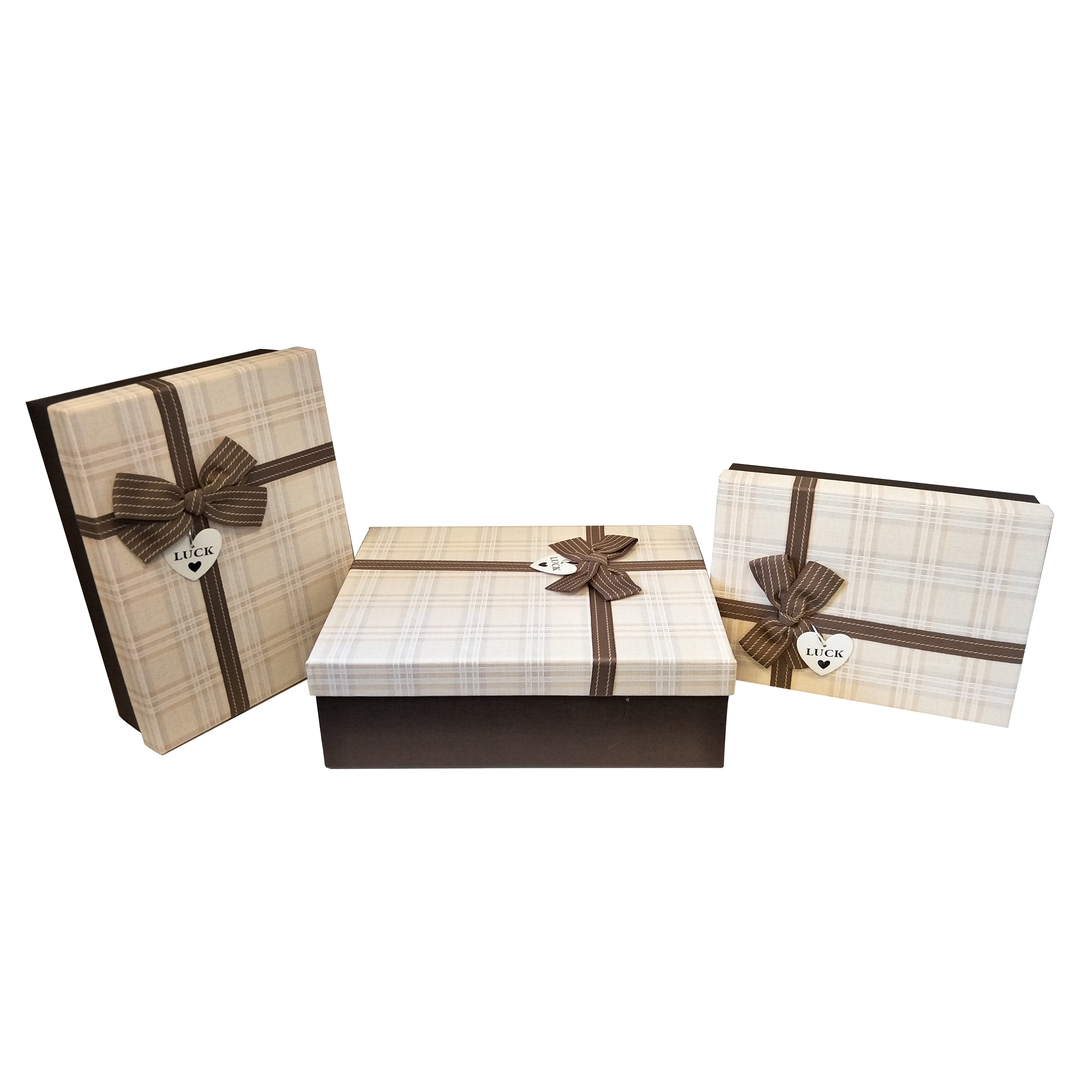 Luxury Nested Rigid Rectangular Gift Box With Lift Off Lid And Ribbon & Bow- Set Of 3 - Ld Packagingmall