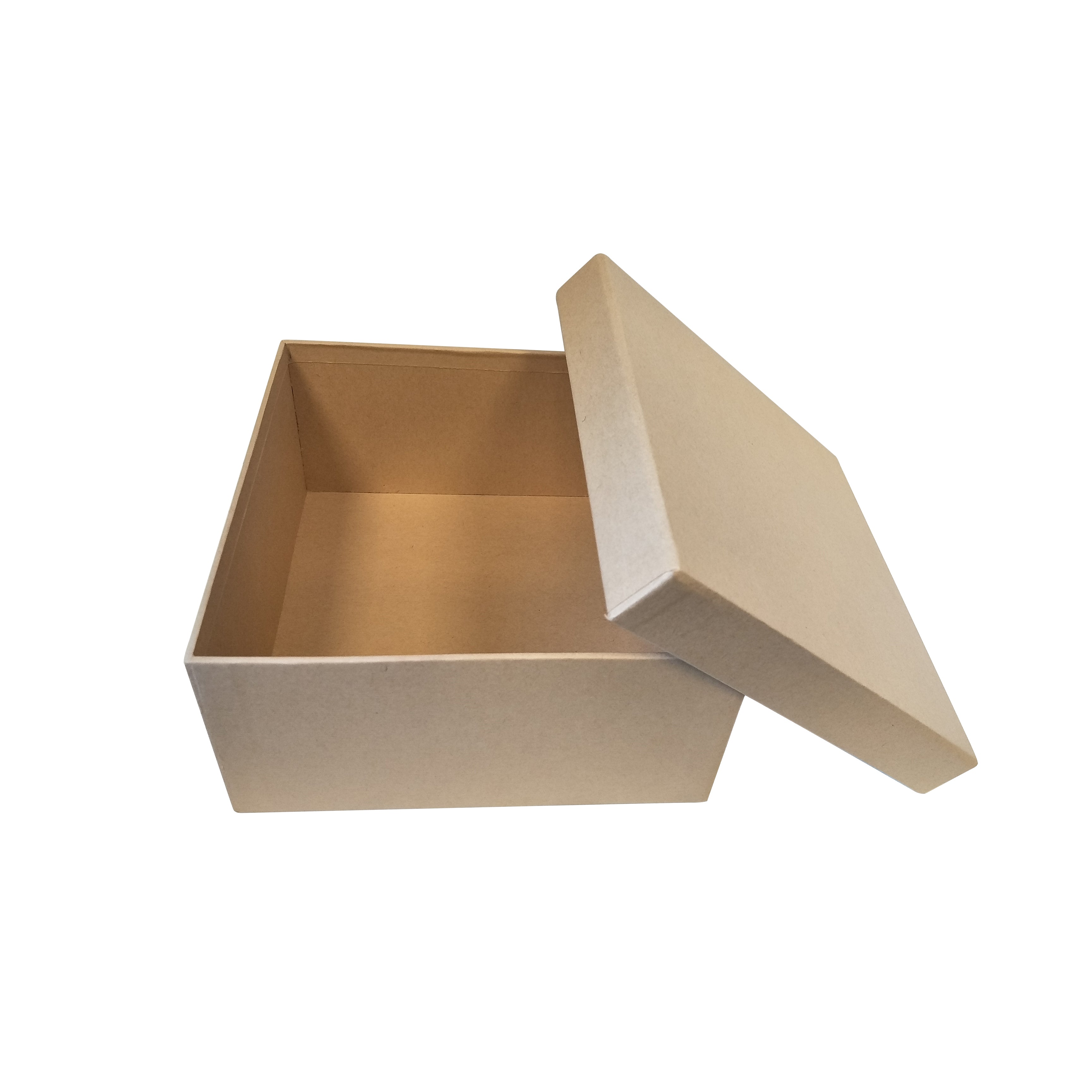 Natural kraft /Black Square Rigid Gift Box With Lift Off Lid - Ld Packagingmall