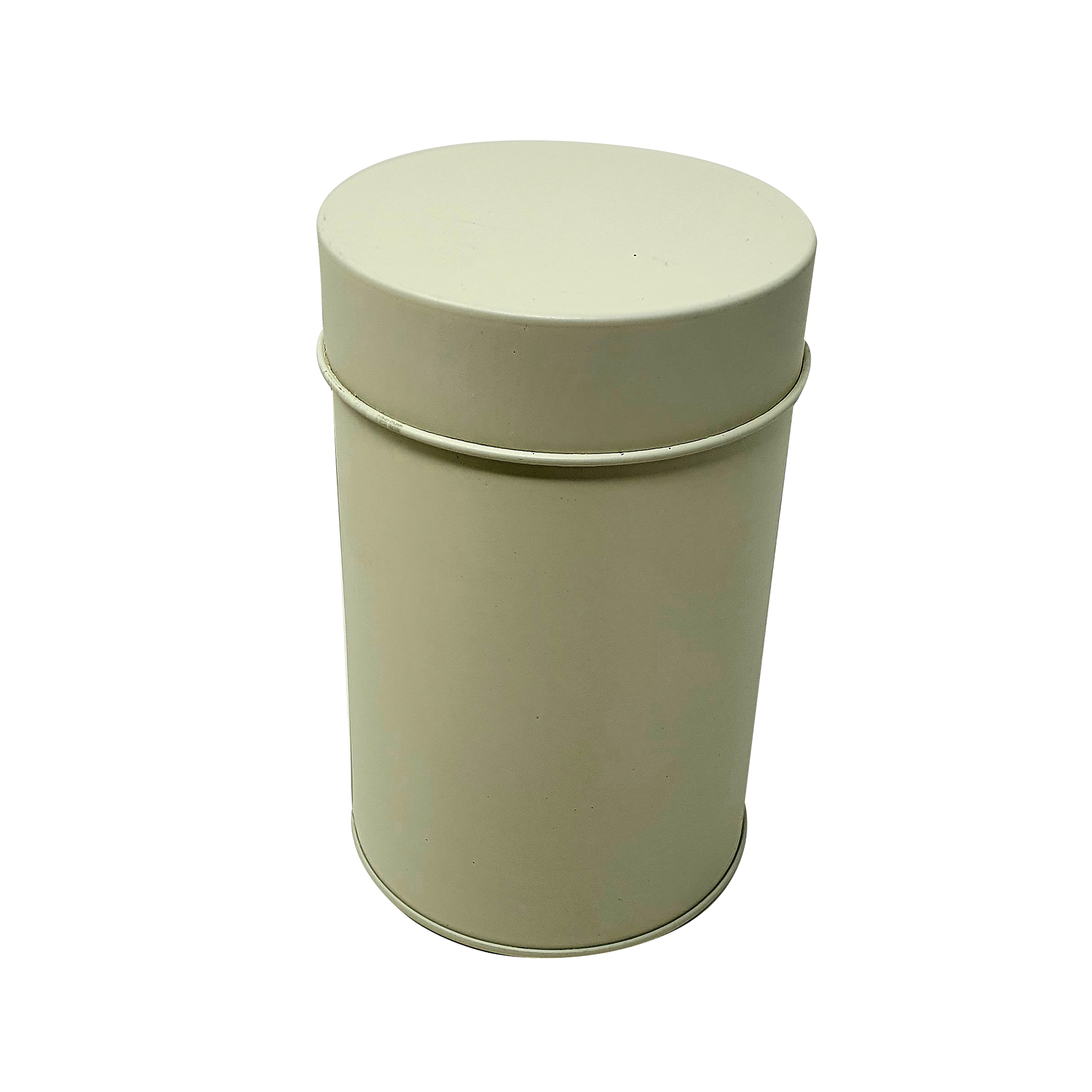 Printed Beige White Round Gift Tea Tin Box With Inner Lid/ D75 x H120(mm)