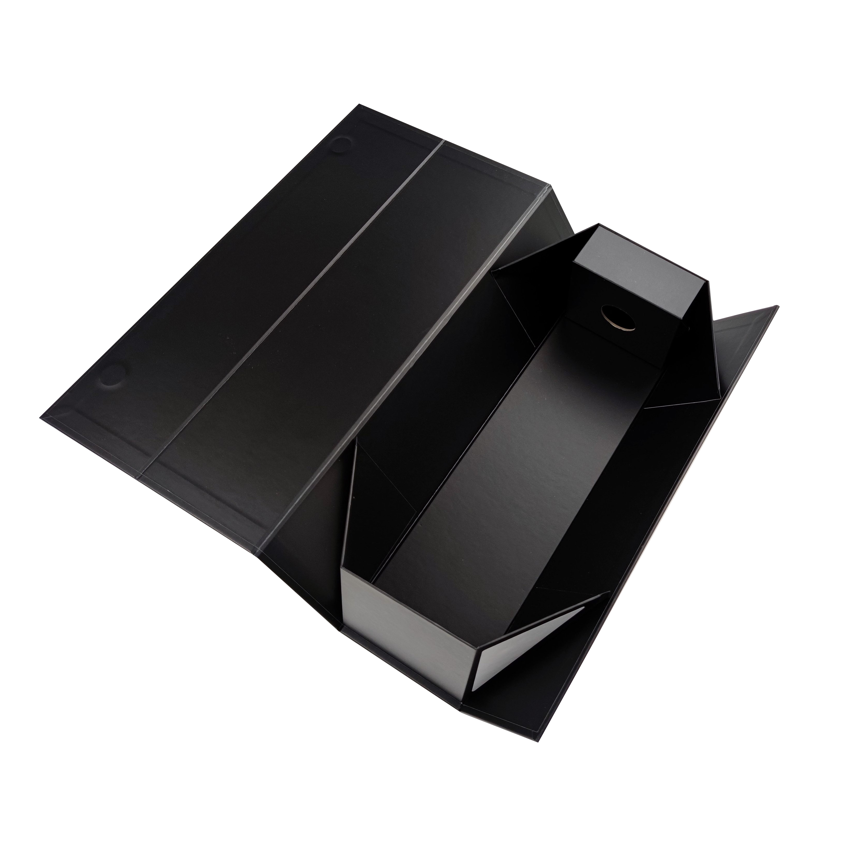 Luxuriöse schwarze faltbare Geschenkflaschenbox für Wein