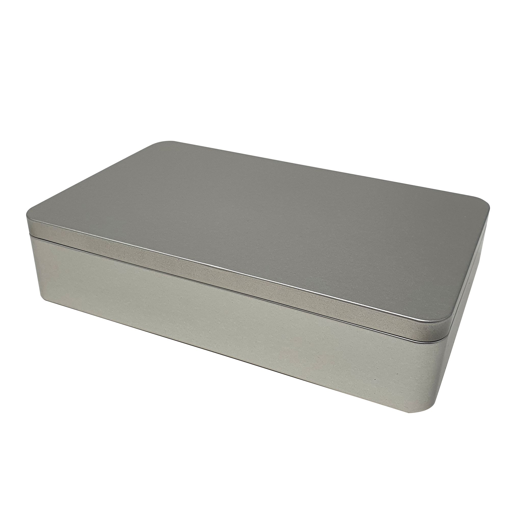 Large Silver Rectangular Gift Tin Box With Solid Lid L215 x W135 x H48 mm