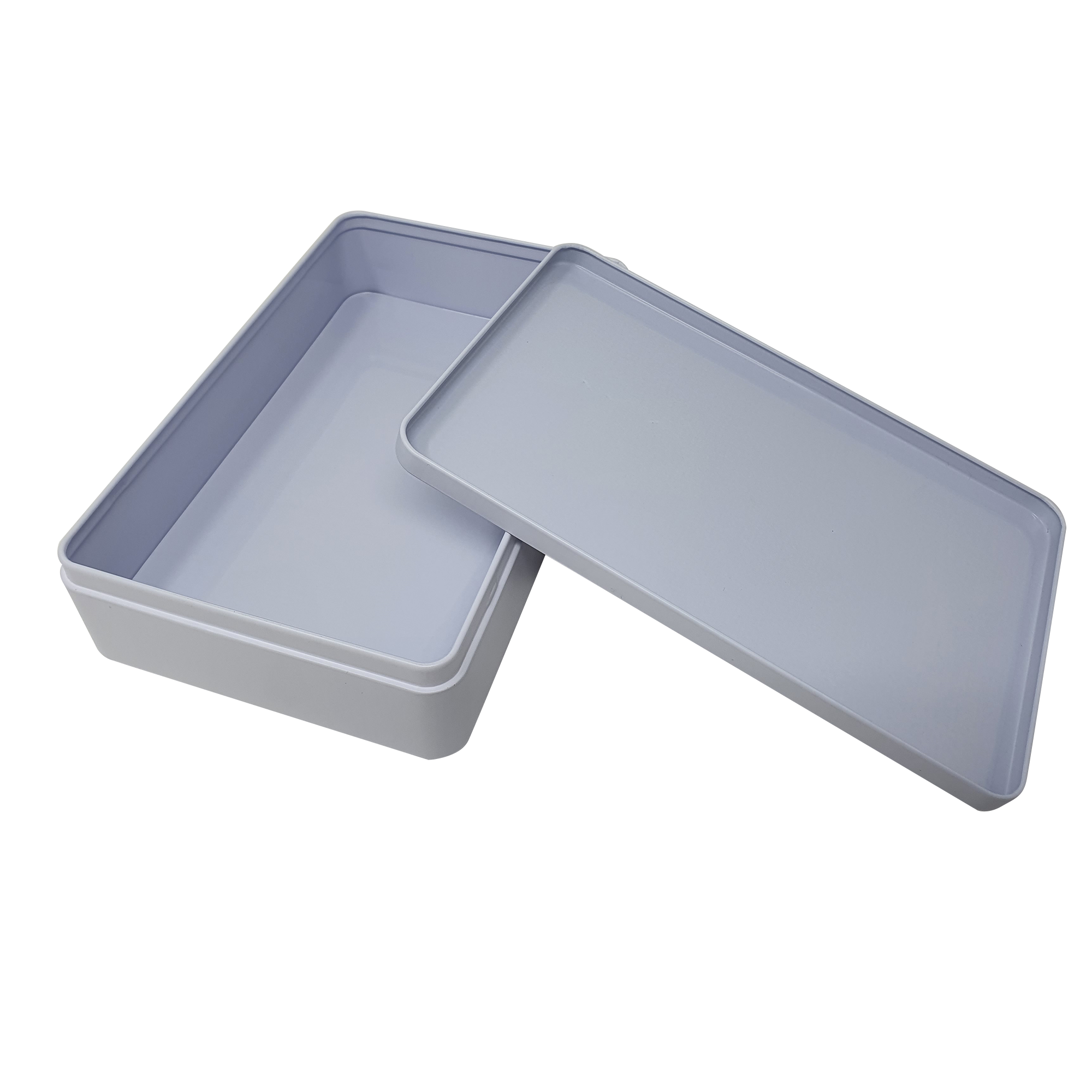 Large White Printed Rectangular Gift Tin Box With Solid Lid/ L230 x W155 x H60(mm)