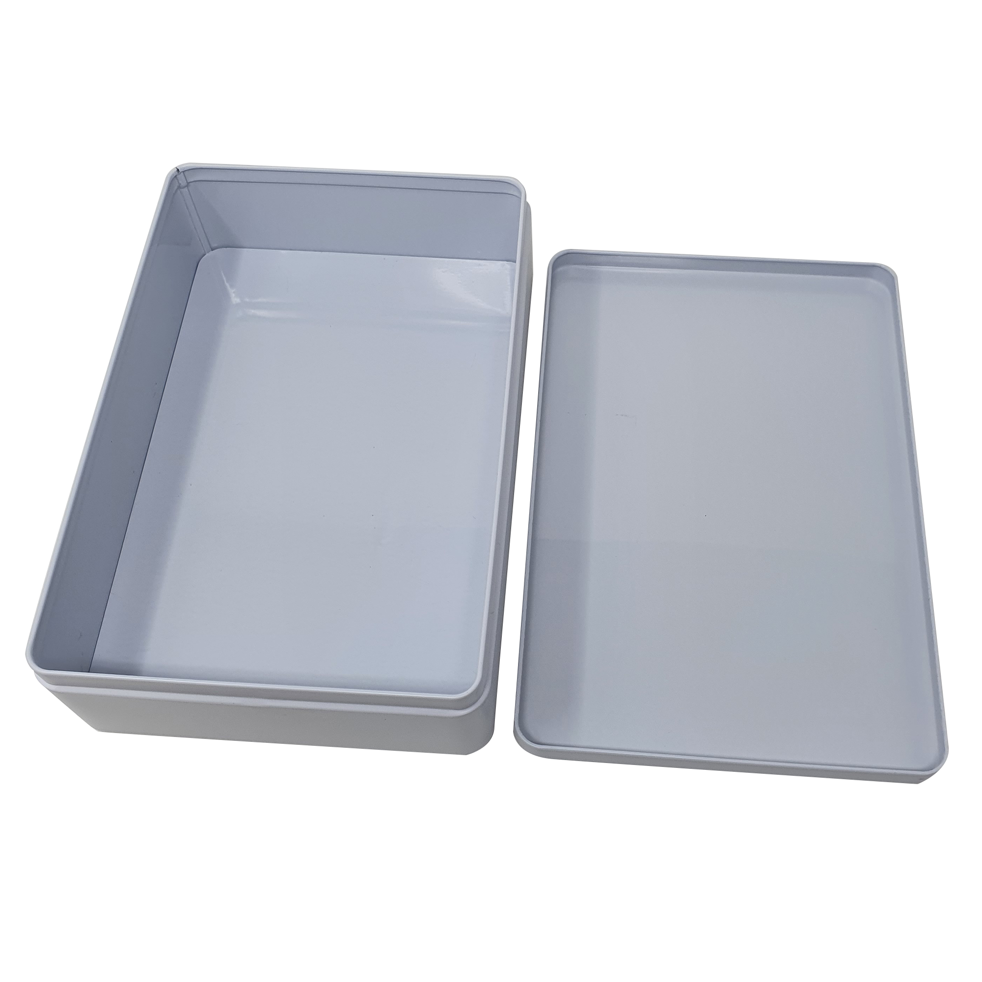 Large White Rectangular Gift Tin Box With Solid Lid/ L215 x W135 x H48(mm)