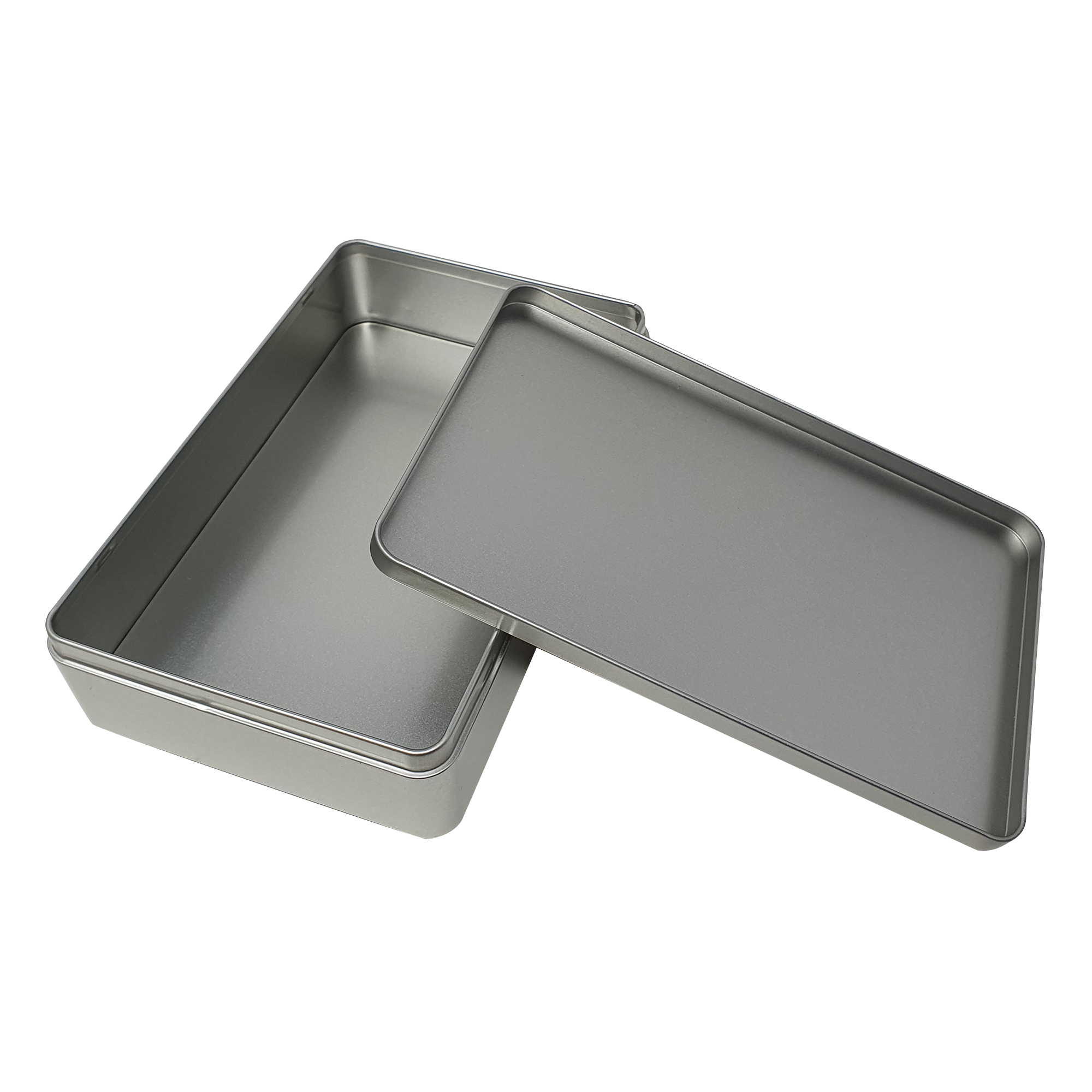 Large Silver Rectangular Gift Tin Box With Solid Lid/ L215 x W135 x H48(mm)