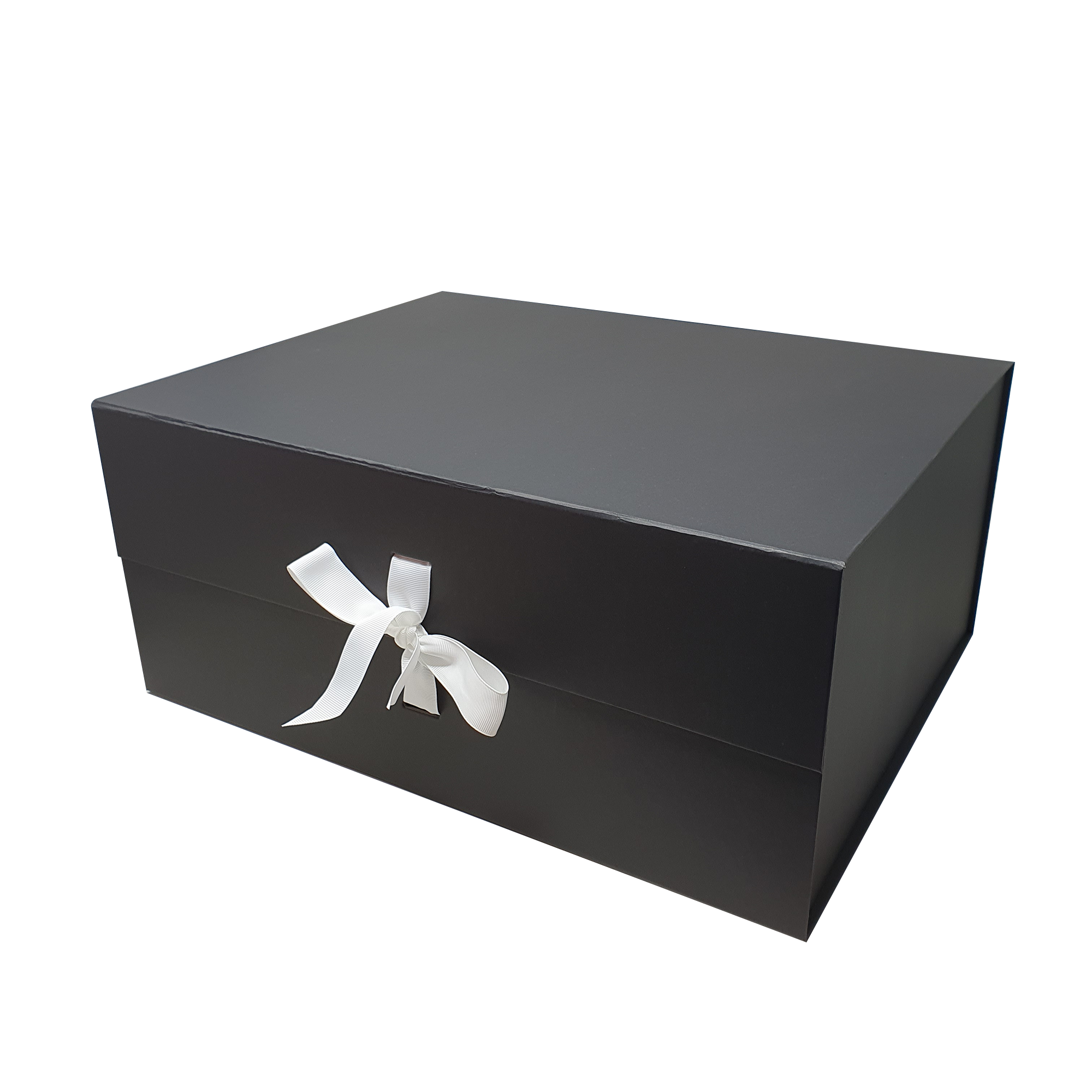 Große schwarze faltbare magnetische Geschenkbox im A3-Format mit Schleife
