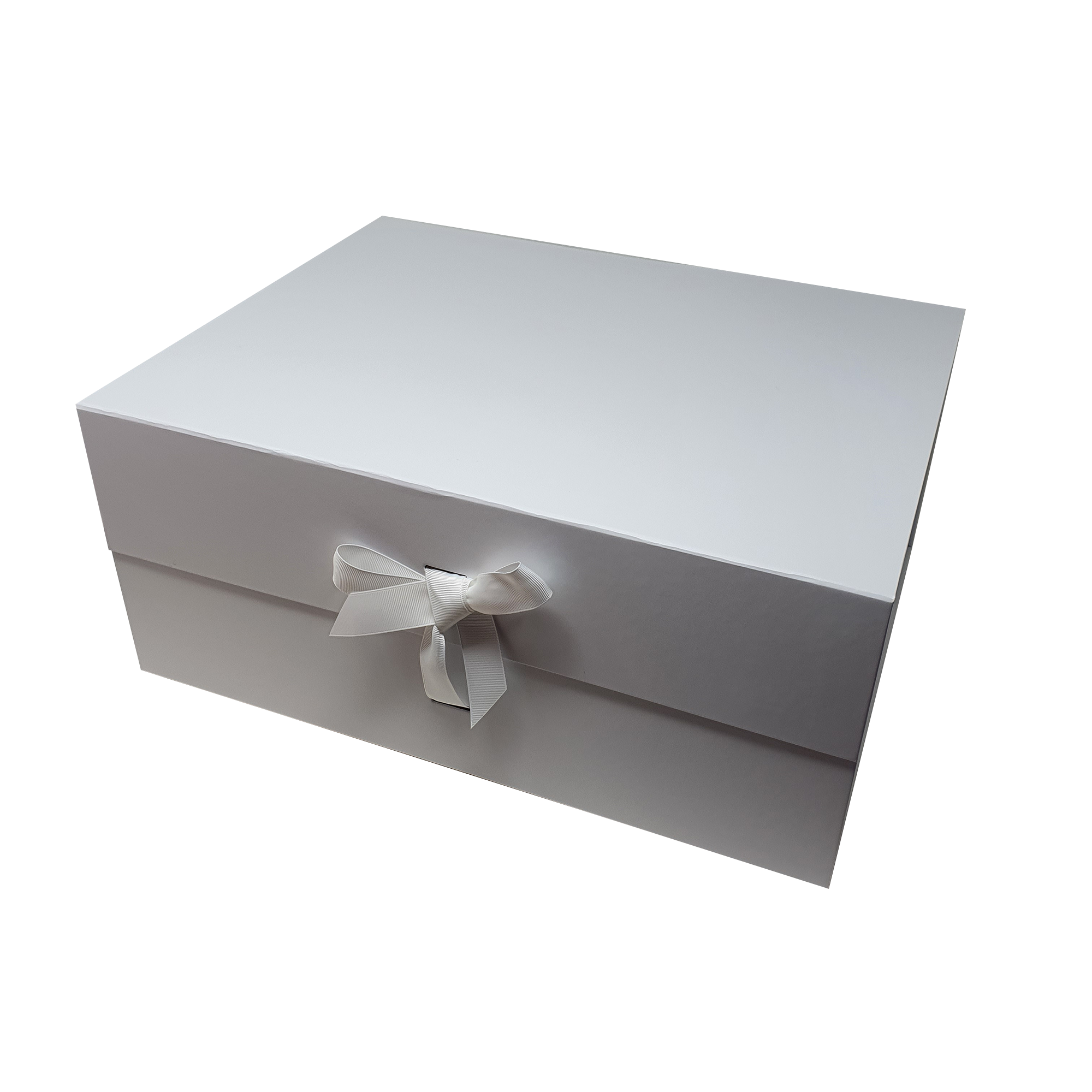Große weiße faltbare magnetische Geschenkbox im A3-Format mit Schleife