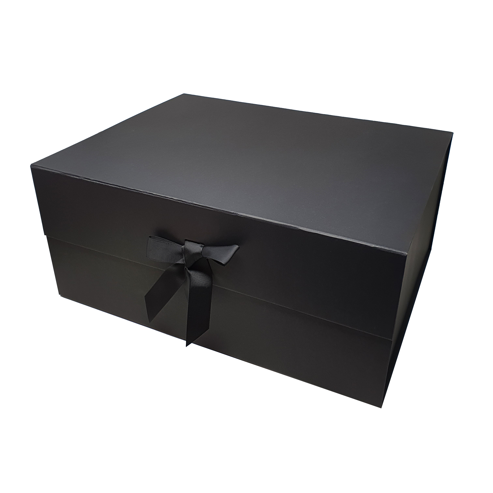 Große schwarze faltbare magnetische Geschenkbox im A3-Format mit Schleife