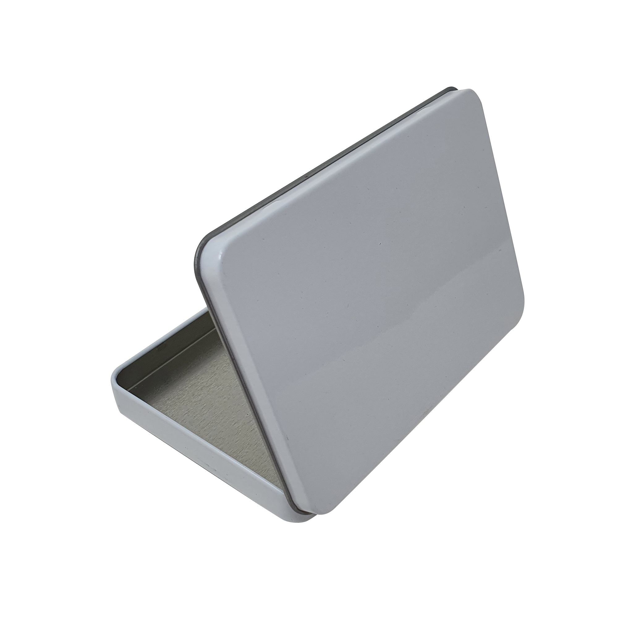 White Rectangular Gift Tin Box With Hinged Lid/ L130 x W90 x H13(mm)