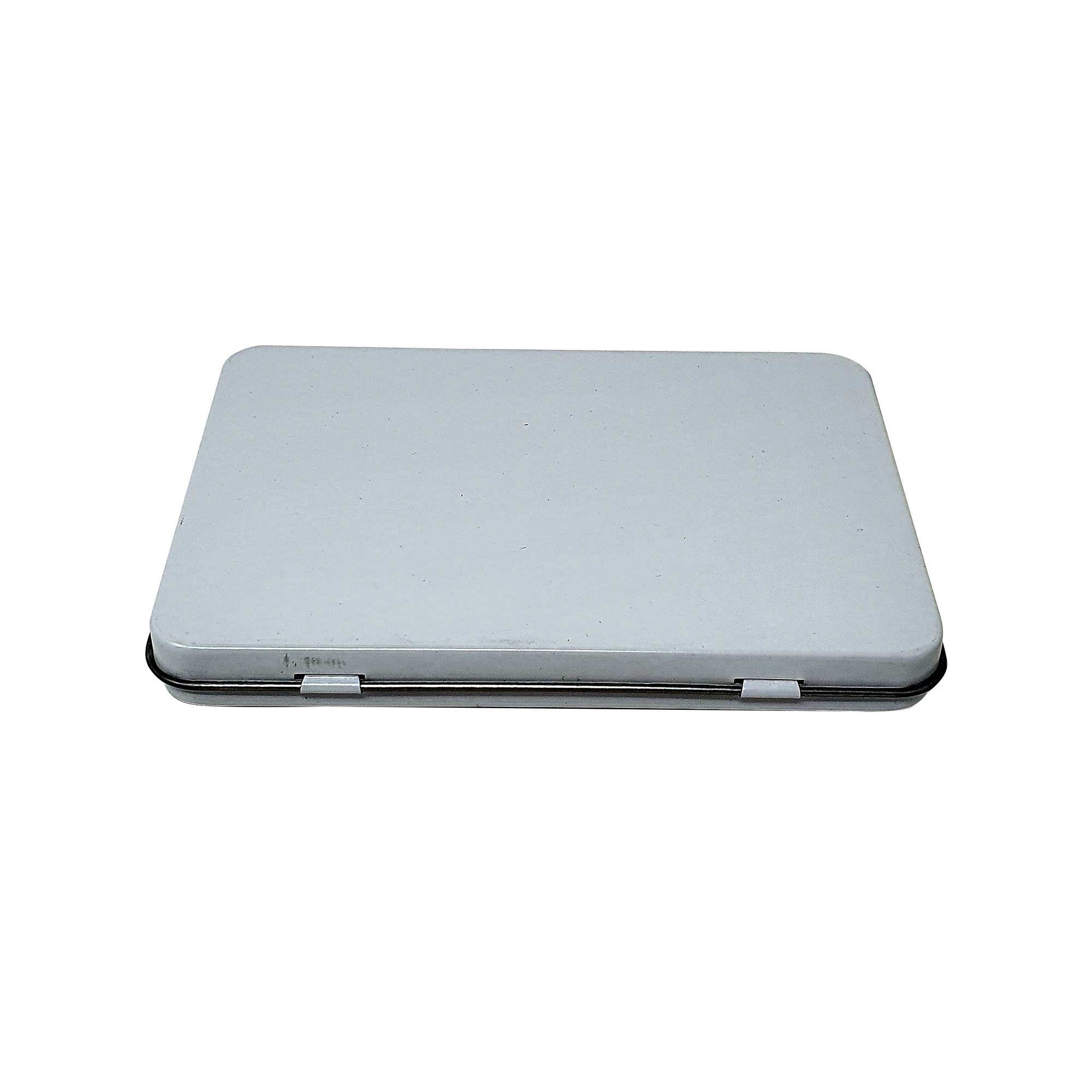 White Rectangular Gift Tin Box With Hinged Lid/ L130 x W90 x H13(mm)