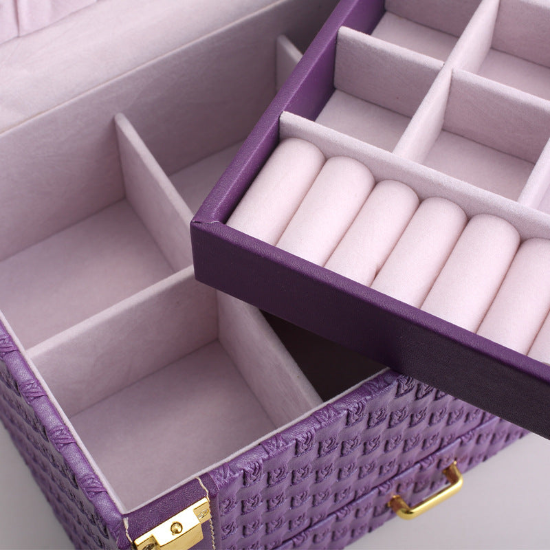 Portable Braided Pattern Necklace multi-layer Jewelry Storage Box - Ld Packagingmall