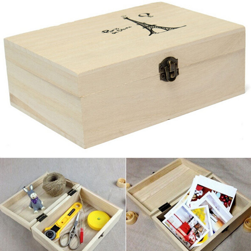 Storage Box Natural Wooden With Lid Golden Lock - Ld Packagingmall