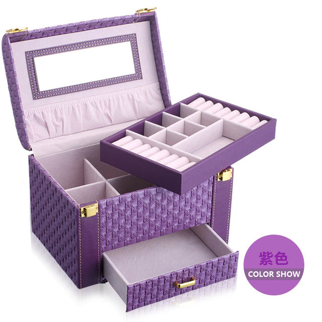 Portable Braided Pattern Necklace multi-layer Jewelry Storage Box - Ld Packagingmall