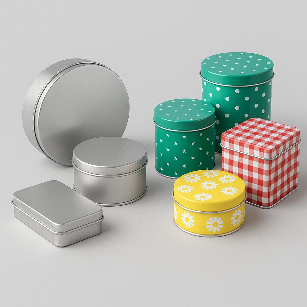 Featured plain & printed tins