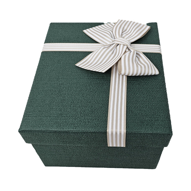 Luxury Green Deep Rigid Gift Box with Bow and Tag