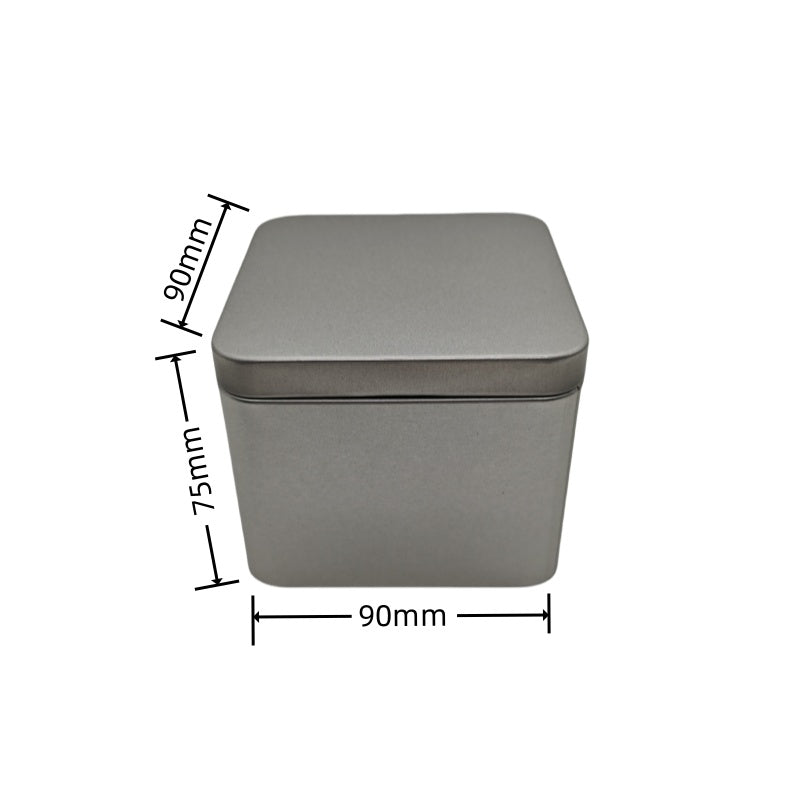 Silver & Black Square Gift Tin Box With Solid Lid/ L90 x W90 x H55(mm)
