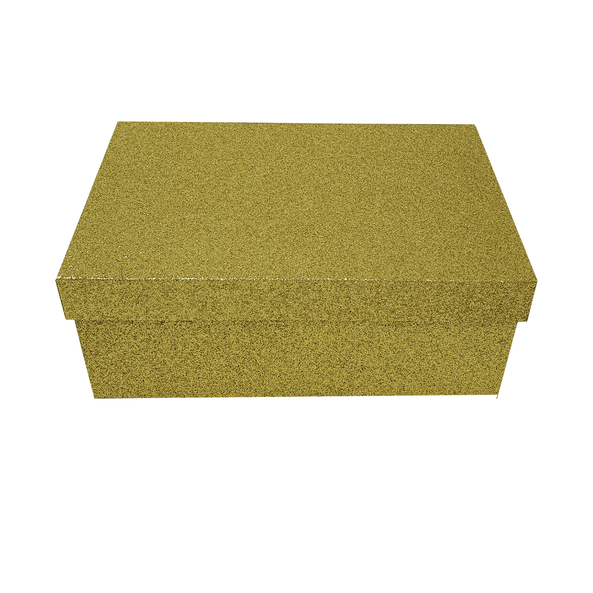 Goldgelbe, rechteckige, glitzernde, starre, stapelbare Geschenkboxen 