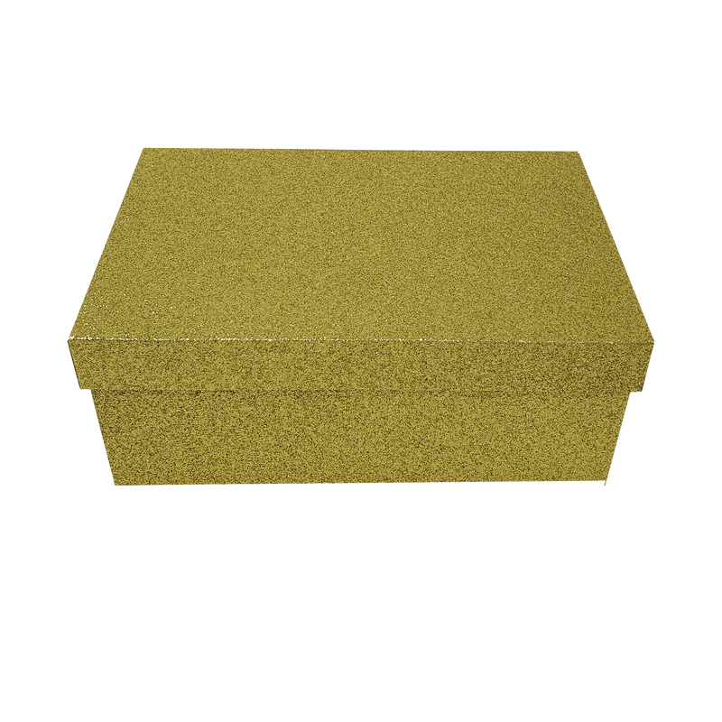 Golden Yellow Rectangular Sparkly Glitter Rigid Stacking Gift Boxes