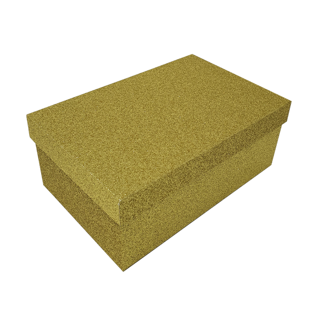 Wholesale Golden Yellow Rectangular Sparkly Glitter Rigid Stacking Gift Boxes