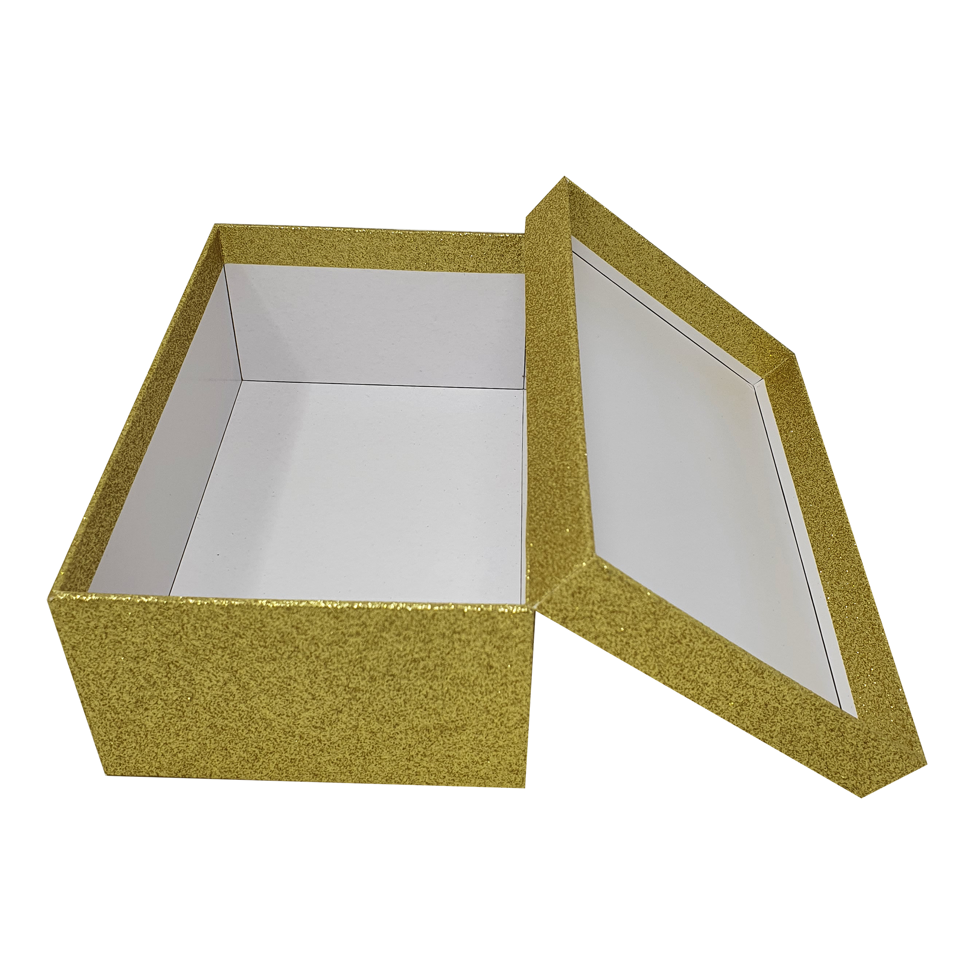 Wholesale Golden Yellow Rectangular Sparkly Glitter Rigid Stacking Gift Boxes