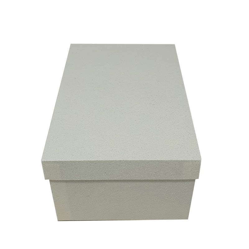 Stackable Rigid Box White Rectangular Sparkly Glitter Rigid Stacking Gift Boxes