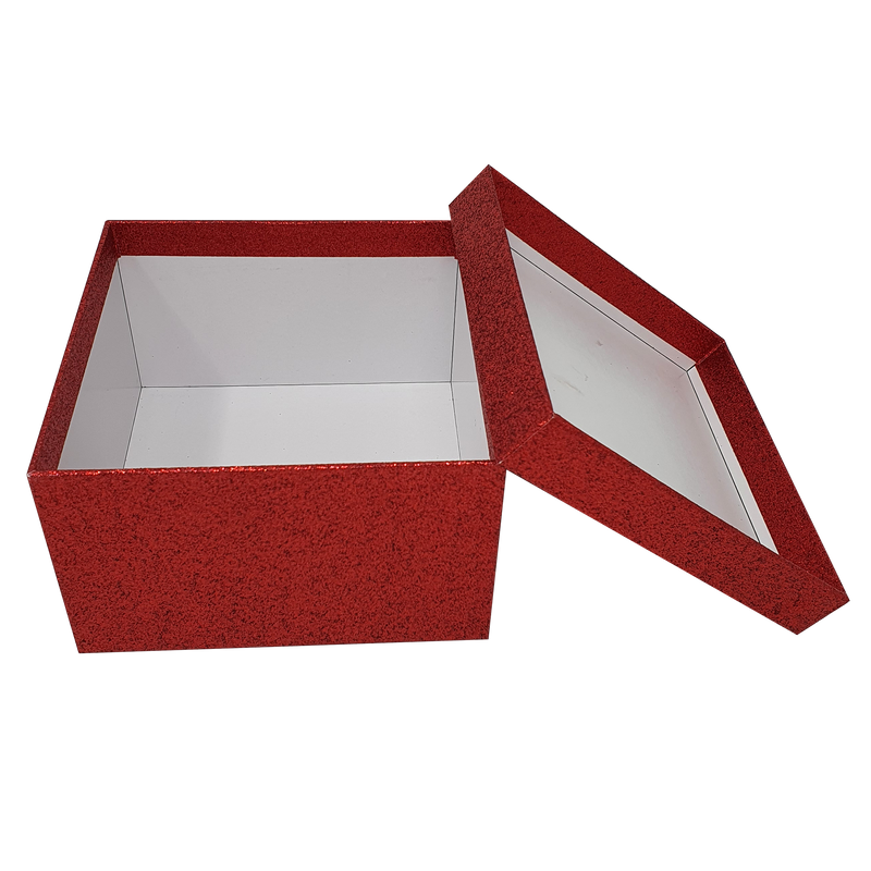 Red Wine Sparkly Glitter Square Rigid Stacking Gift Boxes