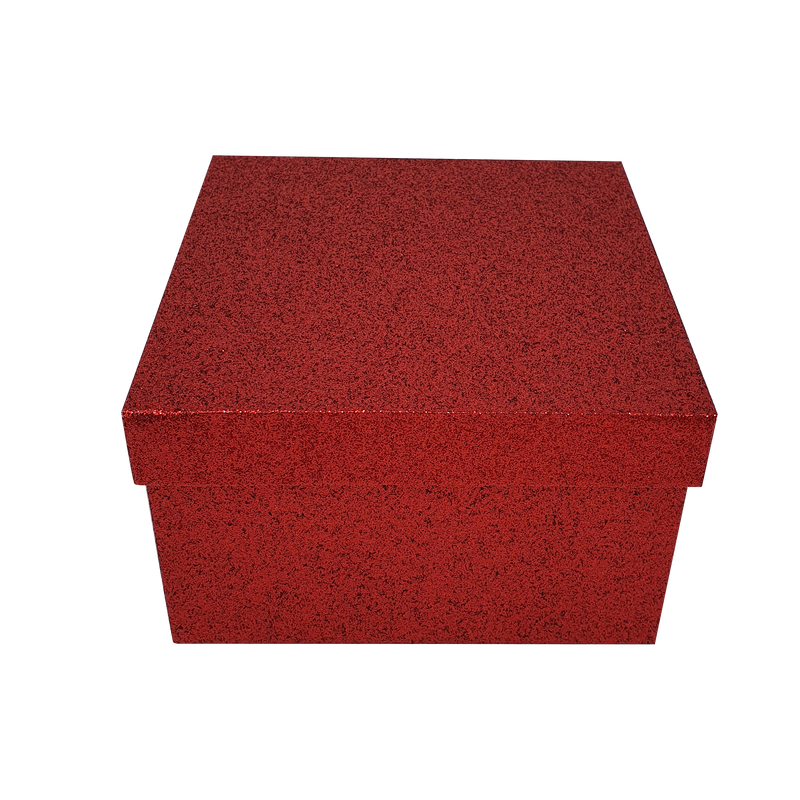 Red Wine Sparkly Glitter Square Rigid Stacking Gift Boxes