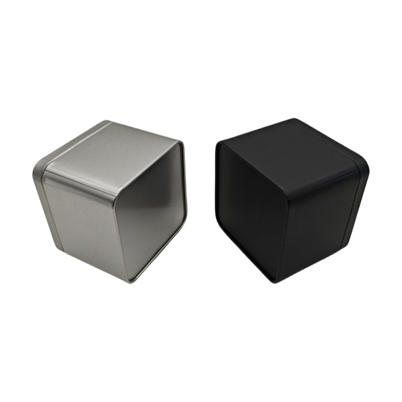 Silver & Black Square Gift Tin Box With Solid Lid/ L90 x W90 x H55(mm)