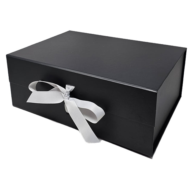 Wholesale A5 Size Black Folding Magnetic Gift Box with Changeable Ribbon