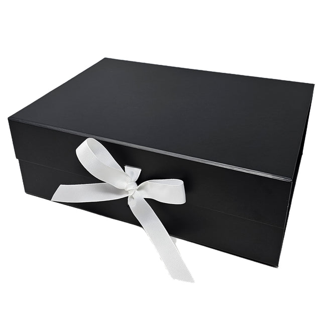 Wholesale A4 Size Black Folding Magnetic Gift Box with Changeable Ribbon