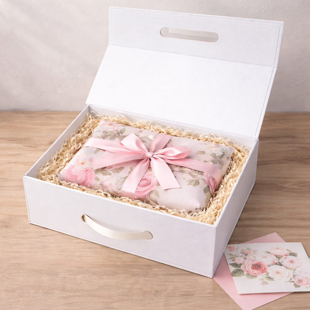 Wholesale Luxury White Folding Magnetic Presentation Gift Box With Carry Handle