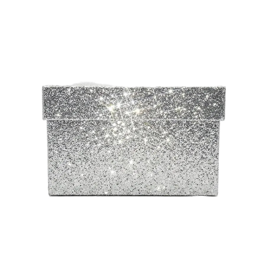 Silver Prom Box Silver Glitter Rigid Gift Box with Lid – Luxury Packaging for Gifts