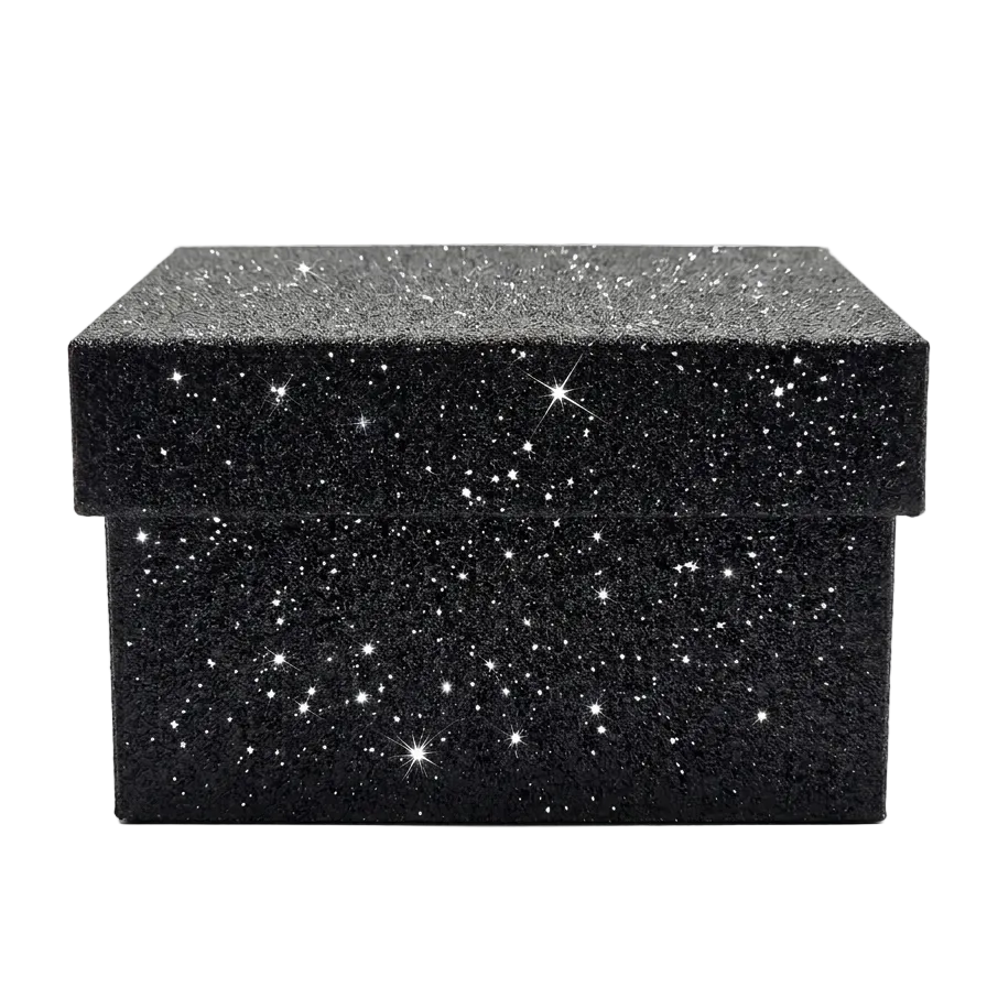 Schwarze, rechteckige, glitzernde, starre, stapelbare Geschenkboxen 