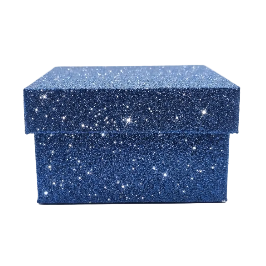 Blaue, rechteckige, glitzernde, starre, stapelbare Geschenkboxen 