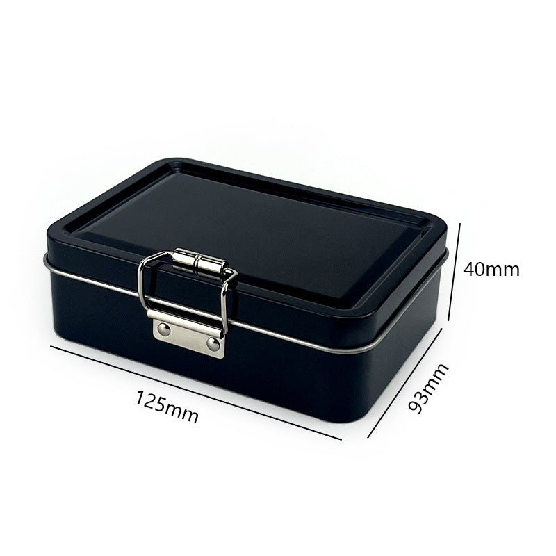 Printed Rectangular Tin with Clip Lid - L125 x W93 x H40(mm)