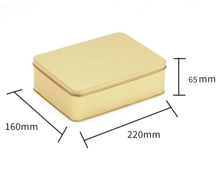 Large Plain & Printed Rectangular Tin with Lift off Lid / L220 x W160 x H65 (mm)