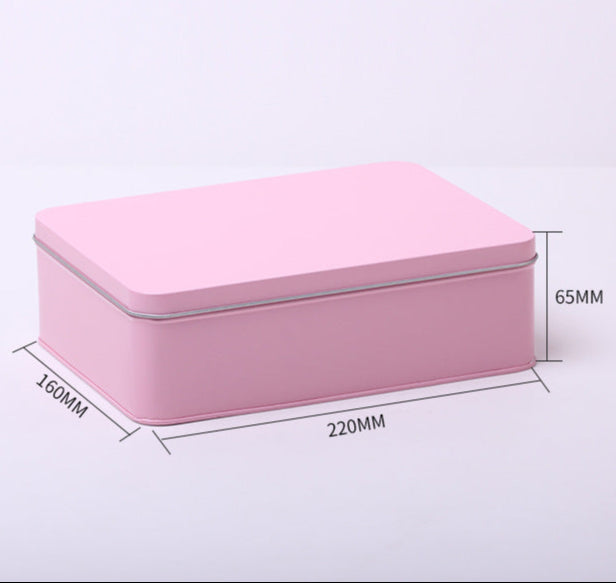 Large Plain & Printed Rectangular Tin with Lift off Lid / L220 x W160 x H65 (mm)