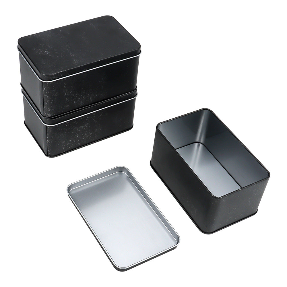Grungy Black Rectangular Lift Off Lid Tin - L140 x W86 x H70 (mm)