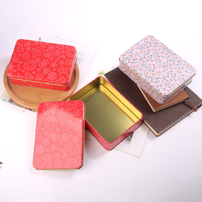 Christmas Printed Lift Off Lid Card Tin - L160 x W110 x H40 (mm)/ L197 x W150 x H55 (mm)