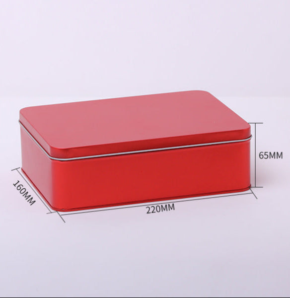 Large Plain & Printed Rectangular Tin with Lift off Lid / L220 x W160 x H65 (mm)