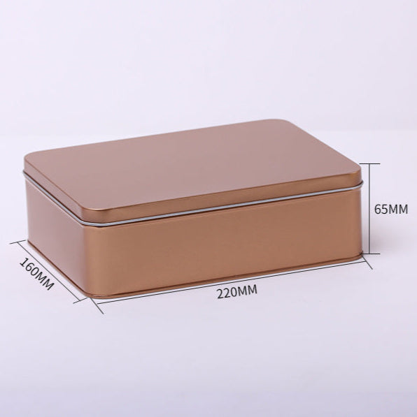 Large Plain & Printed Rectangular Tin with Lift off Lid / L220 x W160 x H65 (mm)