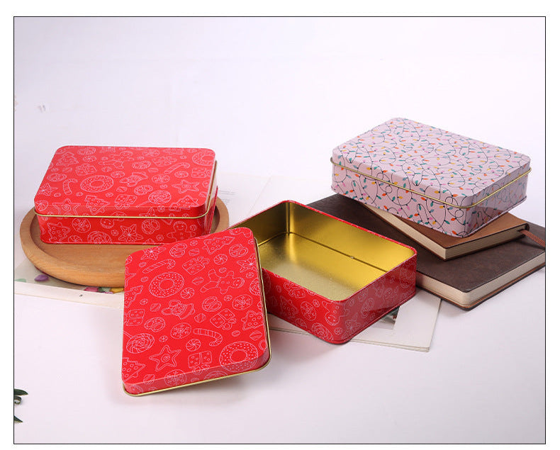 Christmas Printed Lift Off Lid Card Tin - L160 x W110 x H40 (mm)/ L197 x W150 x H55 (mm)