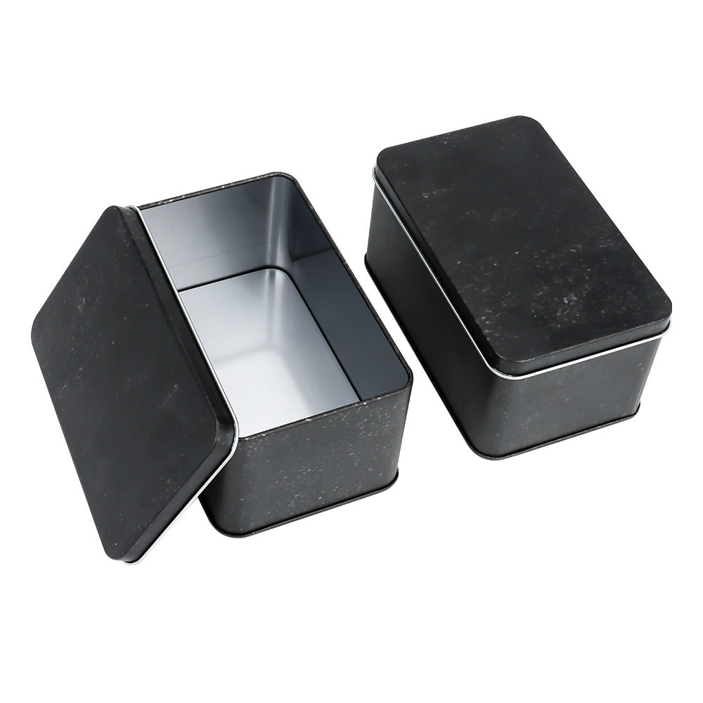 Grungy Black Rectangular Lift Off Lid Tin - L140 x W86 x H70 (mm)