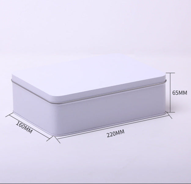 Large Plain & Printed Rectangular Tin with Lift off Lid / L220 x W160 x H65 (mm)