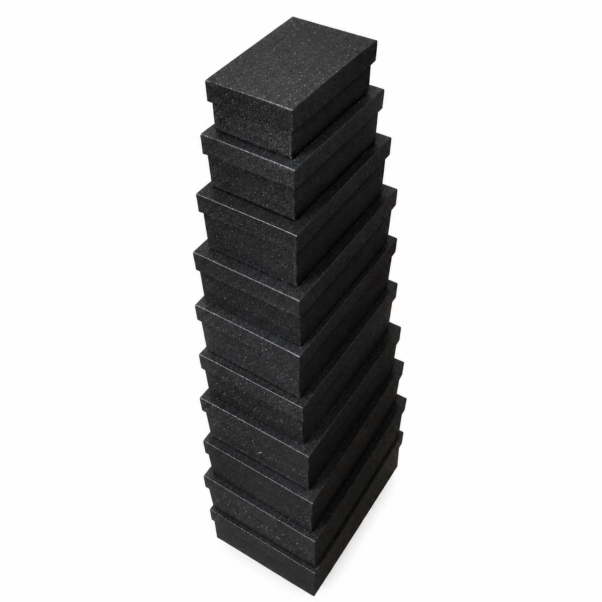 Black Glitter Rigid Gift Box with Lid – Luxury Packaging for Gifts & Retail (Single & Bulk)